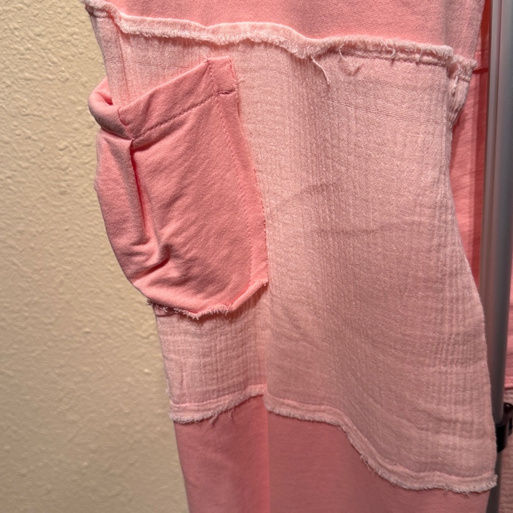 POL Pink color block cotton French terry gauze distressed drawstring joggers NEW - Picture 13 of 16